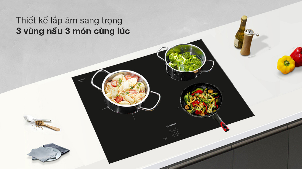 Công suất - Bếp từ 3 vùng nấu lắp âm Bosch PUC61KAA5E