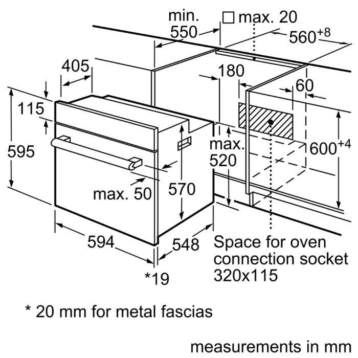 Thông tin lắp đặt của lò nướng Bosch HBF113BR0A