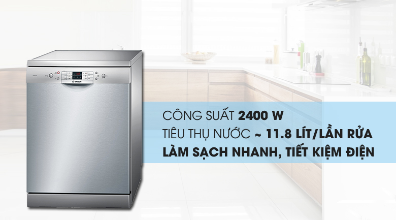 Máy rửa bát độc lập Bosch SMS63L08EA series 6 làm sạch nhanh, tiết kiệm điện