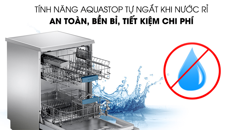 Tính năng Aquastop - Máy rửa bát Bosch SMS63L08EA 2400W