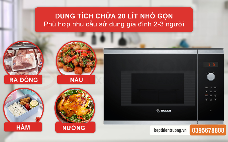 5 cấp độ vi sóng khác nhau cho nhu cầu hâm nóng và rã đông