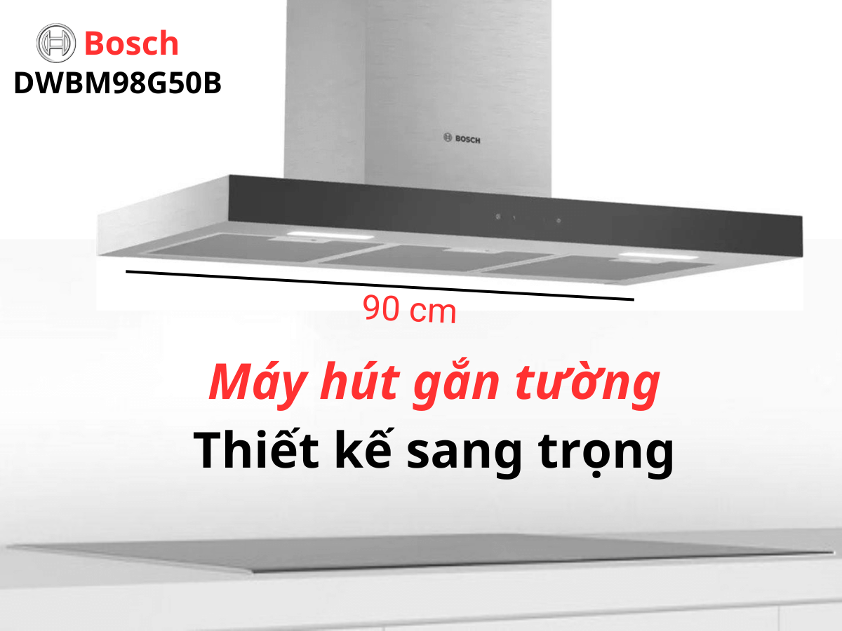 Không gian bếp hiện đại với máy hút mùi Bosch TGB.DWBM98G50B|Serie 4