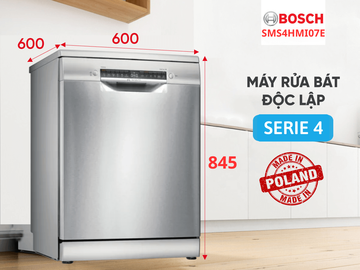 MÁY RỬA BÁT ĐỘC LẬP BOSCH SMS4HMI07E SERIE 4 14 BỘ