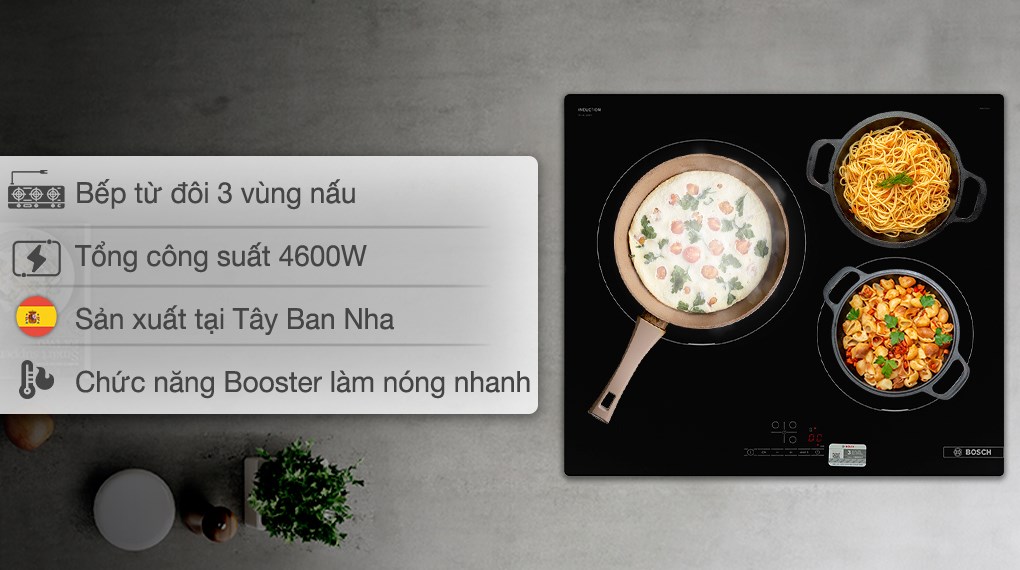 BẾP TỪ BOSCH SERIE 4 PUJ611BB5E 3 VÙNG NẤU 4600W