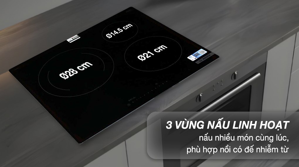 BẾP TỪ BOSCH ÂM TỦ 3 VÙNG NẤU PIJ61RHB1E 7400W SERIES 6