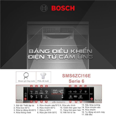 Máy Rửa Chén Bát Độc Lập 14 Bộ Bosch SMS6ZCI16E 